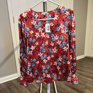 Jodifl Red and Blue Floral Blouse